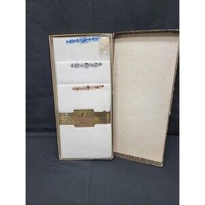 Nib Vintage Goldenweve Men’s Hankerchiefs Set of 3 Cotton Poly Embroidery
